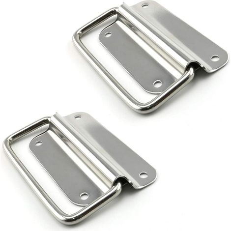 Poignée pliante en acier inoxydable, poignée de caisse, poignée de boîte à outils, argent, 2 pièces (moyenne) (1/5)