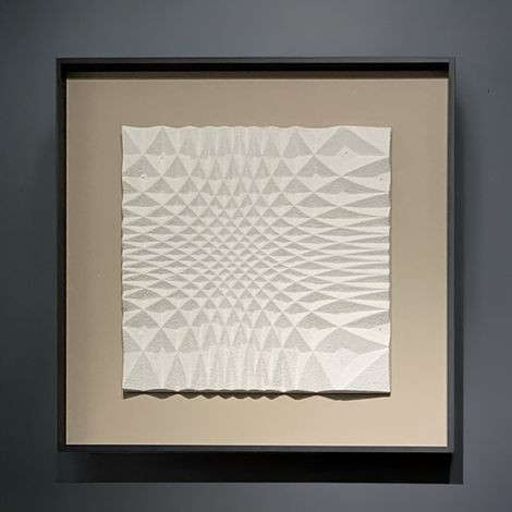 IRANA Tableau peinture à l'huile relief carré cadre aluminium noir - 50x50 cm (1/4)