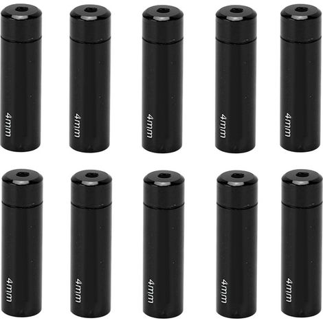 10 Capsules d'Extrémité pour Câbles de Vitesse Vélo en Alliage d'Aluminium 4mm, Compatibles avec Vélos de Route et VTT, Noir (1/5)