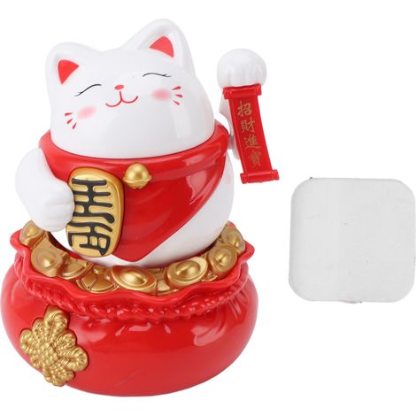 Gatto portafortuna solare bianco Toivize, oscillante, decorazione per interni auto o bar, 12x10x9,5 cm, plastica di alta qualità, senza batterie (1/5)