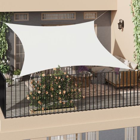 Sonnensegel Sonnenschutz aus PES, 200 g/m² Polyester, 95% UV Schutz, Wasserabweisend, für Terrasse, Garten, Balkon, Camping, 4x5m, Beige (1/5)