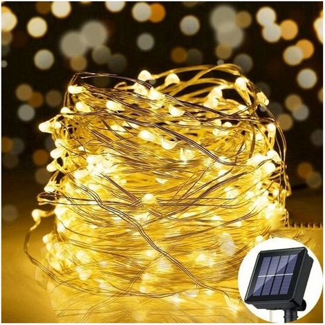Lampe solaire LED, Guirlande Lumineuse Solaire , Bande LED, 7M ,50lumières, Convient pour jardin, mariage, fête, Blanc chaud, KINSI (1/5)