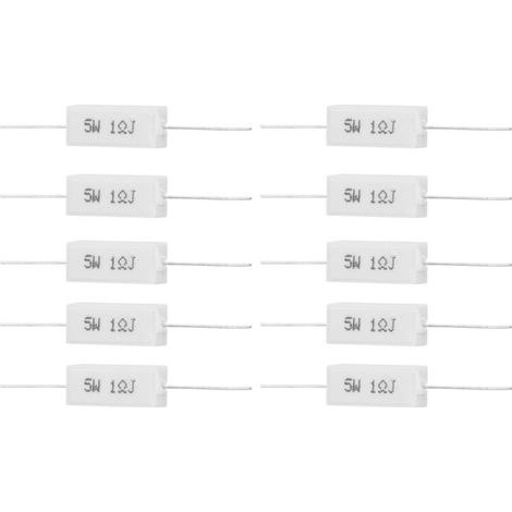 10 Résistances Ciment 5W 1 Ohm - Lot de 10 Pièces Électroniques Isolées 5% (1/5)