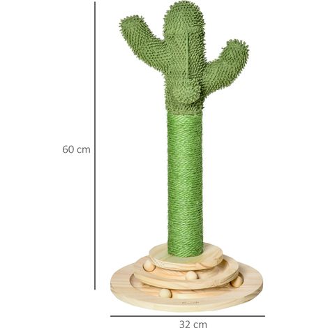 Griffoir pour chat en forme de cactus avec corde en sisal et base en bois en forme de boule. 32 x 32 x 60 cm (1/5)