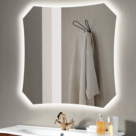 Specchio quadrato retroilluminato a LED moderno FINA 80X80 (1/2)
