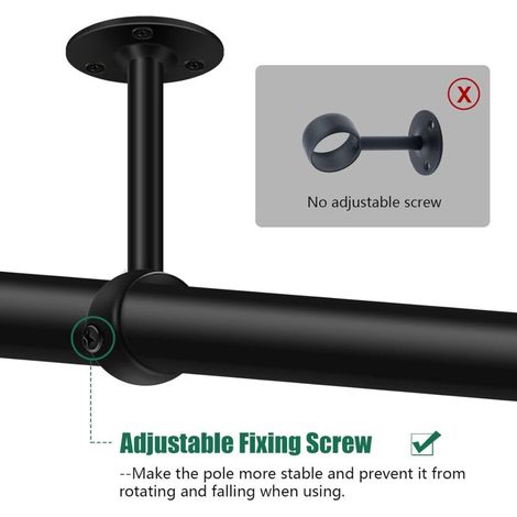 Jeu de 2 supports de tringle à rideau noirs robustes pour tringle de plafond, supports de tringle à rideau en acier inoxydable de 25 mm, supports de tringle à rideau pour penderie, penderie