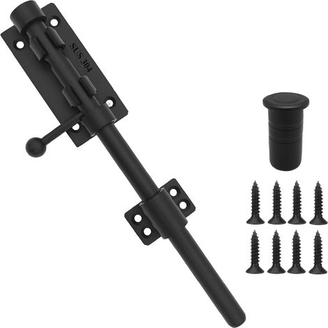 Verrou de portail renforcé en acier inoxydable 304 - Serrure de porte extérieure inoxydable et verrou robuste à une main avec montage facile - Ferrure de porte de sécurité pour portail d'entrée (1/5)