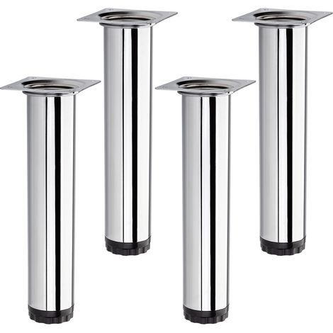 4er Pack - Möbelfuß BRAVO Höhe 200 mm (+ 10 mm) Ø 40 mm Chrom poliert höhenverstellbares Schrankbein aus Stahl Stützfuß belastbar bis 50 kg von SOTECH