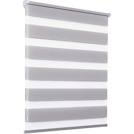Store Enrouleur Jour Nuit - 1 Pièce - Polyester Gris - Fixation Sans Perçage - Salon Chambre Bureau - 45x150 cm (1/5)