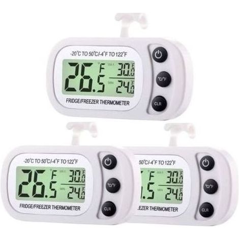 Thermomètre Digital de Réfrigérateur Congélateur Thermomètre de Salle de Réfrigérateur Thermomètre de Température du Refroidisseur Étanche avec Fonction d'Enregistrement Max Min Grand Écran LCD (3) (1/4)