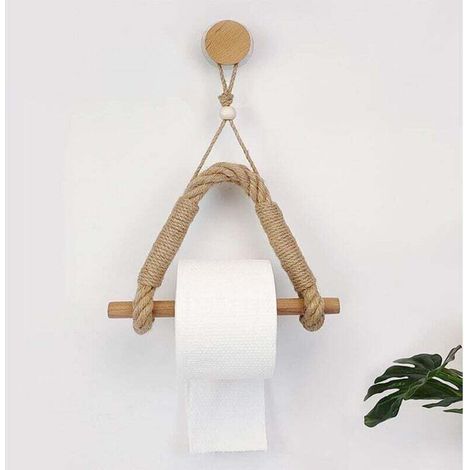 Porte Papier Toilette Corde,Auto Adhésif Support pour Rouleau de Papier Toilette,Porte-Serviettes Corde Nautique Antique Industriel Toilette Salle de Bain Accessoires (1/4)