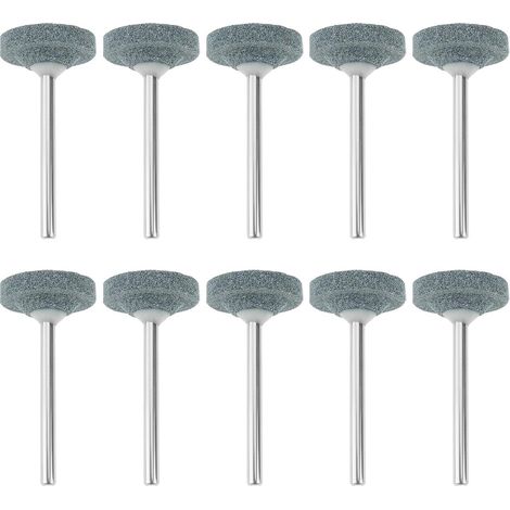 Lot de 10 - Meule en carbure de silicium - Tige 1/8 po - Affûtage et meulage précis - Pour pierre verre céramique métal non ferreux - Gris - 20x3 mm (1/5)