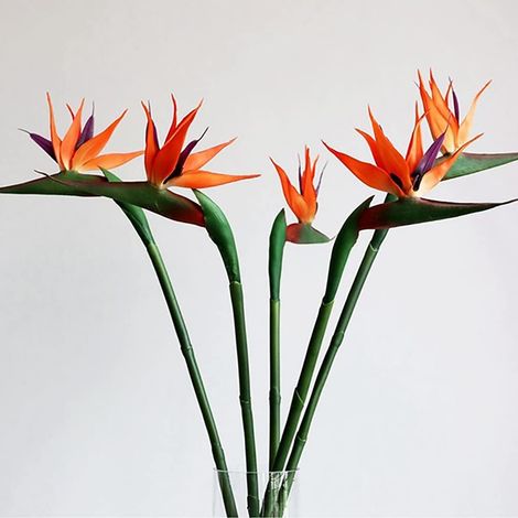 Lot de 6 Fleurs artificielles Oiseaux de Paradis pour intérieur et extérieur, Maison, Jardin, Bureau, véranda, décorations de Mariage (Jaune, Lot de 6) (1/5)
