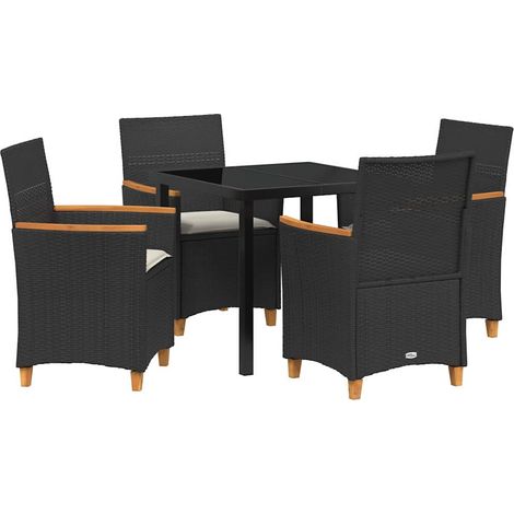 Garden Dining Set 5 pcs Black Poly Rattan vidaXL (1/5)