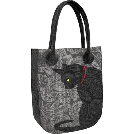 Borsa shopper da donna in feltro antracite, stampa Kleks, realizzata in feltro ecologico, con cerniera, adatta per formati A4, con capacità di carico fino a 10 kg, prodotta in Polonia da Arco Design. (1/5)