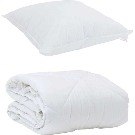 Duvet d'été simple avec oreiller 2 pcs,Couette Blanc Microfibre CFW87735 (1/5)