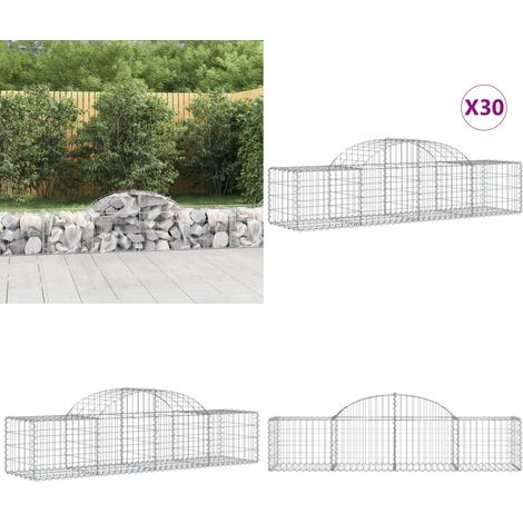 Paniers à gabions arqués 30 pcs 200x50x40/60 cm fer galvanisé - Panier Gabion - Mur Gabion - Clôture Gabion - Décoration Jardin - Barrière Jardin - Home & Living (1/5)