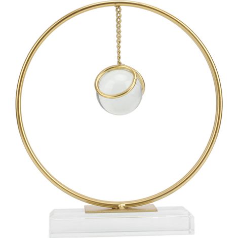 Boule de cristal décorative, forme géométrique simple et élégante, en fer forgé pour bureau ou cave à vin. (1/5)