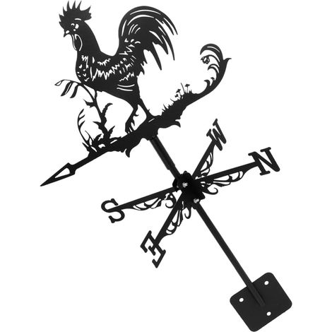 Girouette Coq en Métal pour Jardin Extérieur, Indicateur de Vent Résistant aux Intempéries, Décoration de Toit Solide pour Cour et Terrasse (1/5)