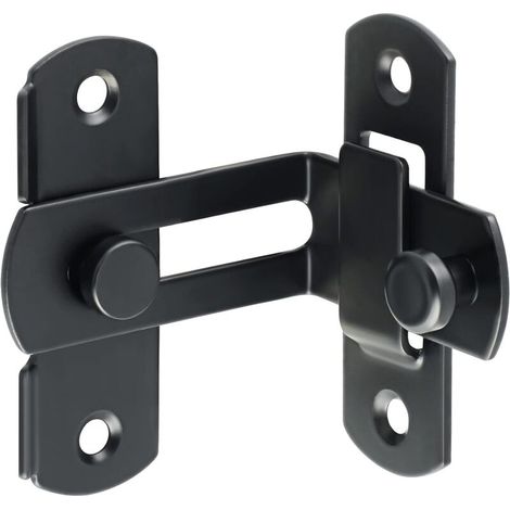 Loquet de porte coulissante, loquet à 90 degrés avec vis, gâche de porte à angle droit, fini noir mat, acier inoxydable (1/5)