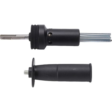 Accesorio desincrustante de aguja para martillo eléctrico, vástago redondo, adaptador de 2 orificios y 2 ranuras, construcción de acero aleado, elimina pintura, óxido, suciedad y polvo. (1/5)