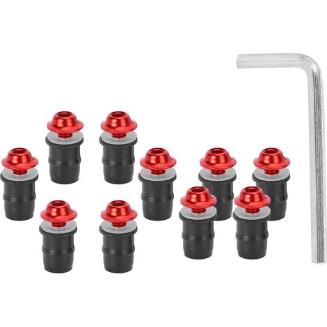 Kit 10 vis M5x16mm/0,6in pour pare-brise moto, boulons universels rouges avec clé, fixation écran protection motocyclette, visserie inoxydable (1/5)