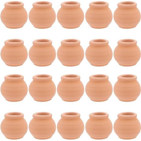 Mini Clay Pots Miniature Flower Pot Nursery Pot Small Container for Fairy Garden Office Windowsill Doll House Wedding Gifts 16.5 x 18.8 mm (1/5)