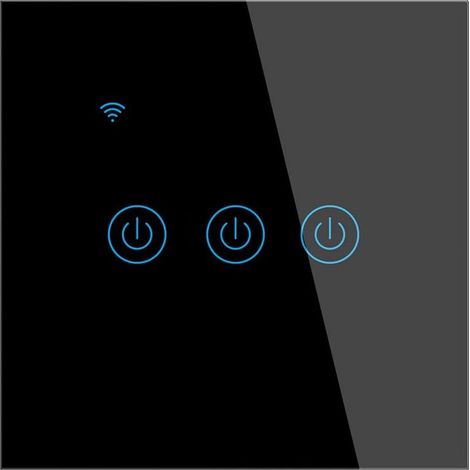 (Noir,3Gang) Fil Neutre Requis Interrupteur Mural Tactile Télécommande Intelligente sans Fil Prise en Charge de la Commande Vocale Partage de la Famille Fonction de Minuterie (1/4)