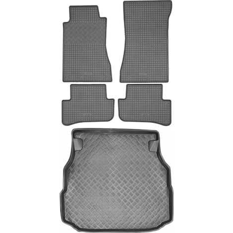 Juego de alfombrillas de goma para coche y alfombrilla para maletero para Mercedes Clase C W203 Limusina (2000-2007).