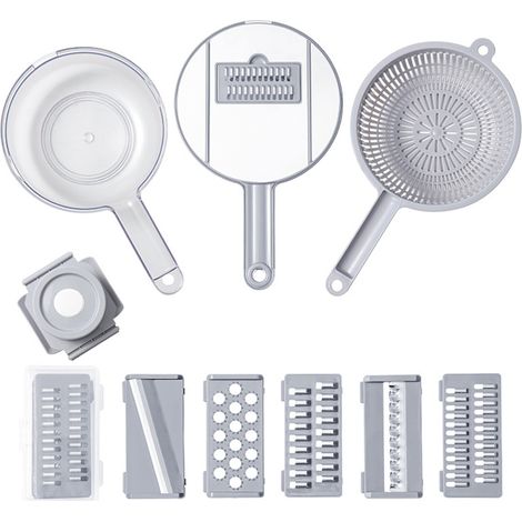 rallador de verduras, 5 cuchillas intercambiables, acero inoxidable, ABS, para cocina doméstica. (1/5)