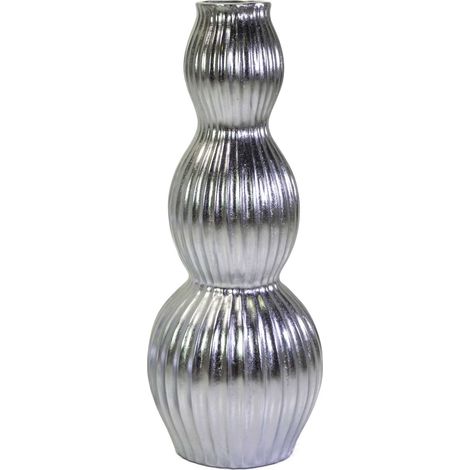 Porte-pot en résine argentée 45 cm de diamètre x 120 cm de hauteur (1/3)