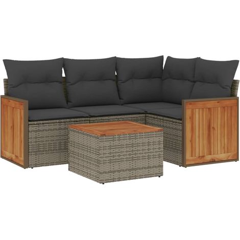 Maison Exclusive - 5-tlg. Garten-Sofagarnitur mit Kissen Grau Pol