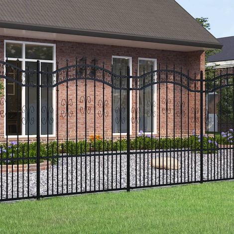 Clôture de jardin,Barrière de jardin,Portail de jardin avec sommet de lance Noir 190 cm CNENE866738 (1/5)