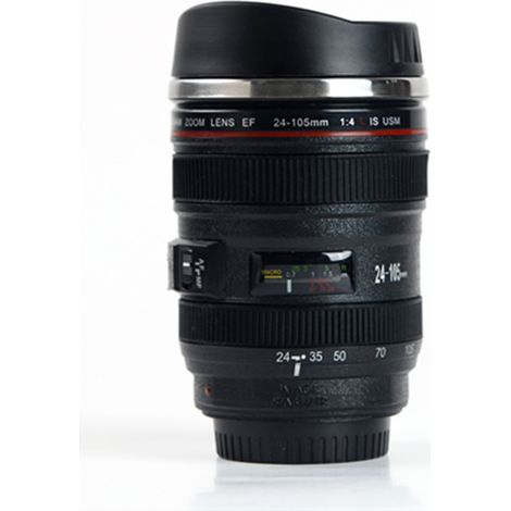 Tasse Café Objectif Appareil Photo 400ml Acier Inoxydable Alimentaire Isotherme Voyage Mug Photographe Tasse à Café avec Couvercle pour Tous (1/4)
