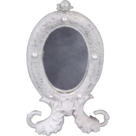 Specchio da terra bianco con perle, dimensioni: 26x17 cm (1/3)
