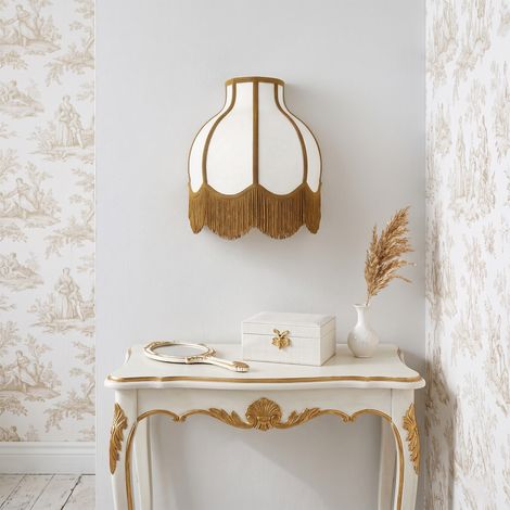 Aplique de Pared Blanco con Flecos Oro  Serie NALA II (1/5)