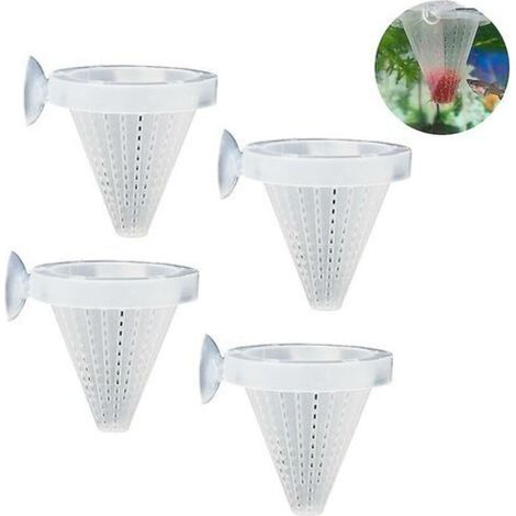 White - 4 pcs Aquarium Live Food for Red Worms, Cone Food, Plastic, Frozen Artemia, Fish Food (1/4)