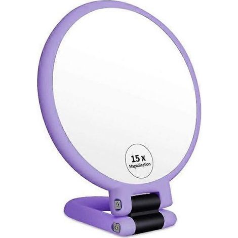 Miroir grossissant portatif 15x, double face sur pied, violet (1/5)