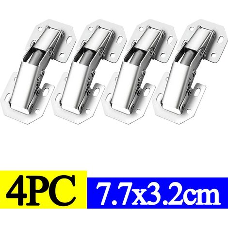 (4 pièces) Charnières invisibles en acier inoxydable pour meubles de cuisine, portes de camping-car, etc. - Installation sans perçage (1/5)