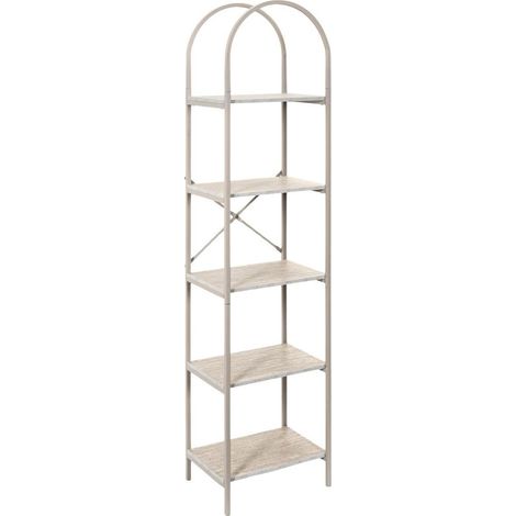 Etagère design arche 5 niveaux en métal laqué beige plateaux MDF aspect pierre naturelle - SHANON