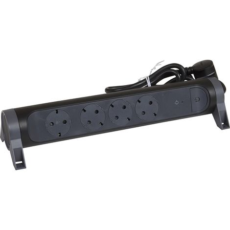 Multiprise pivotante à 4 Prises, multiprise, Protection Contre Les surtensions intégrée avec indicateur d'état (SPD), Interrupteur Marche/arrêt LED, câble de 1,5 m, Noir/Gris foncé 694511 (1/5)