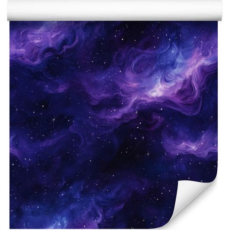 Papier peint aquarelle galaxie bleu marine, rythme horizontal 50 x 1000 cm (1/5)