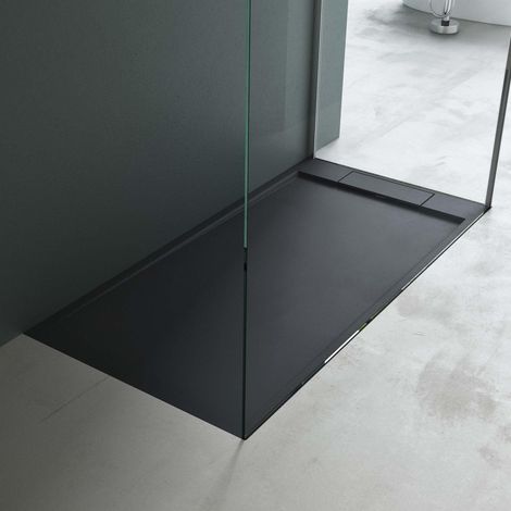 Mai & Mai Duschwanne Duschtasse aus Mineralguss BxTxH: 80x160x4cm Mineralgusswanne Anthrazit Matt inkl. Ablaufgarnitur06 Geoma04