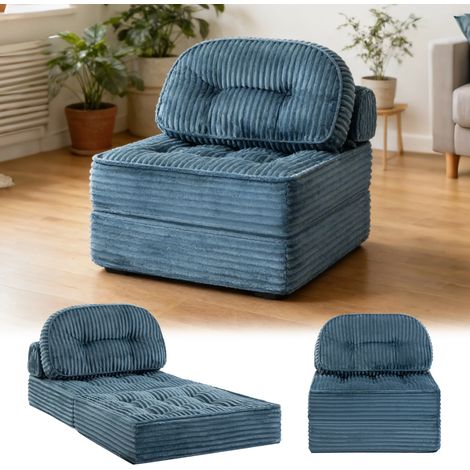 Faltbares Schlafsofa, 4-in-1 Tragbarer Stuhl-Bett-Komfortable Bodensofa, Umwandelbarer Schlafsessel mit Kissen, Cord-Stoffbezug Sessel Schlafcouch, für Wohnzimmer und Schlafzimmer