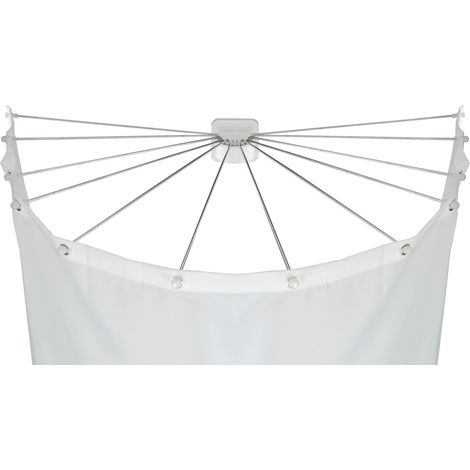 Wenko – Barre pour rideau de douche 12 bras – Acier inoxydable – Installation facile – Longueur ajustable pour baignoire et douche