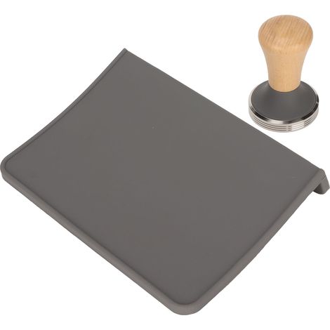 Lot de 2:tampon de pressage de café gris large + tasseau anti-poussière en silicone 58mm (1/5)