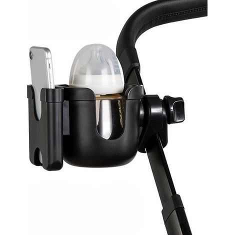Brandneuer universeller Getränkehalter mit integrierter Handyhalterung für Kinderwagen,Kinderwagenzubehör,2-in-1-Kombi,SCHWARZ (1/5)