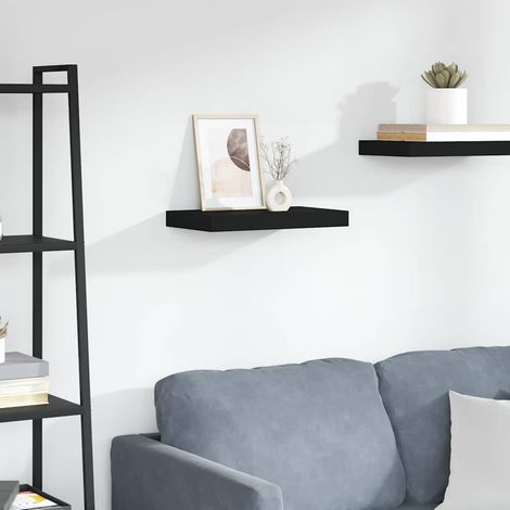 Étagère murale flottante Étagère de Rangement - Meuble de rangement Noir 40x23x3,8 cm MDF BV611355 - BonneVie (1/5)
