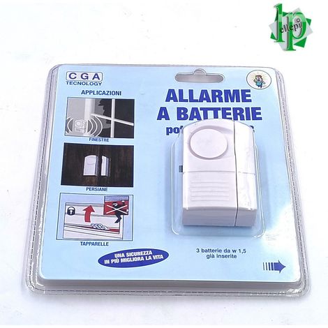 ALLARME SONORO BIANCO 130 DB A BATTERIA PER FINESTRE E PORTE (1/2)