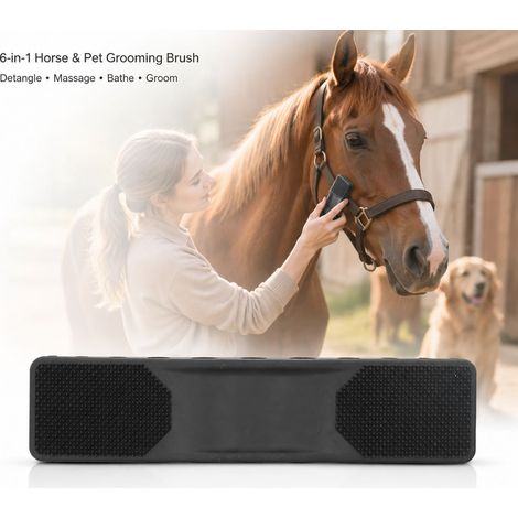 Brosse Étrille Cheval 6-en-1 PP 22x5cm Brosse de Toilettage Anti-Poils pour Chevaux et Chiens Massage Efficace (1/5)